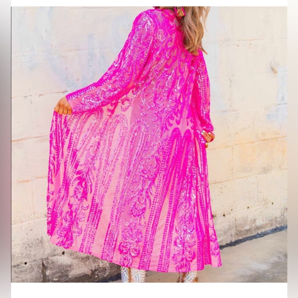 Southern Fried Chics Hot Pink Sequin Duster - Picture 3 of 10